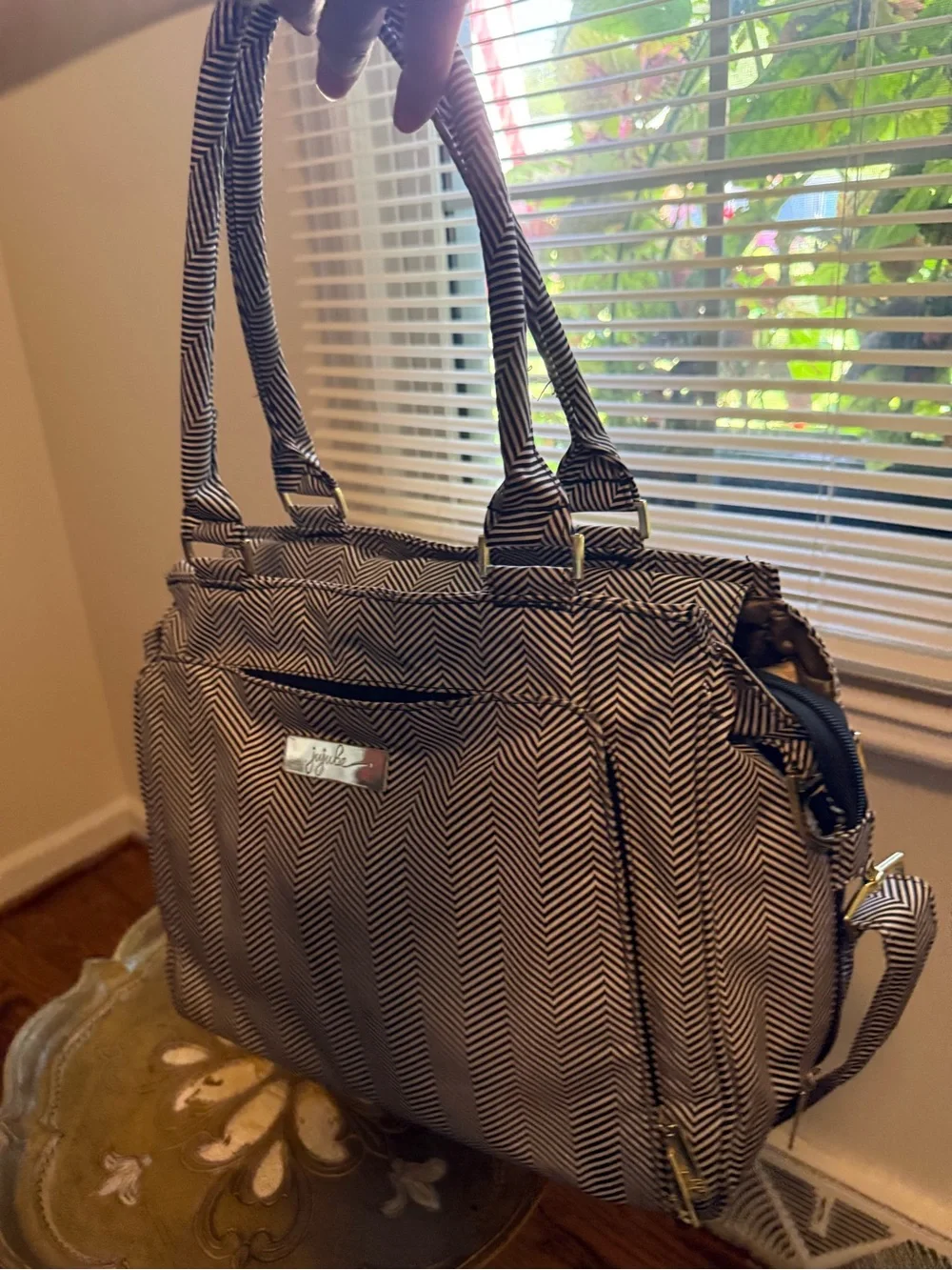Ju-Ju-Be Herringbone Chevron Diaper Bag - Black & White
